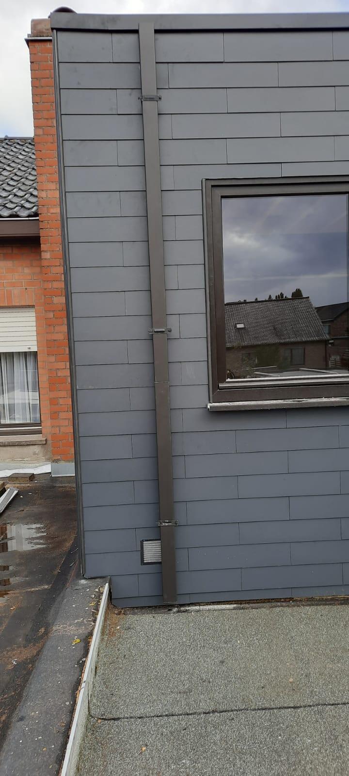 gevelbekleding in leien halfsteensverband